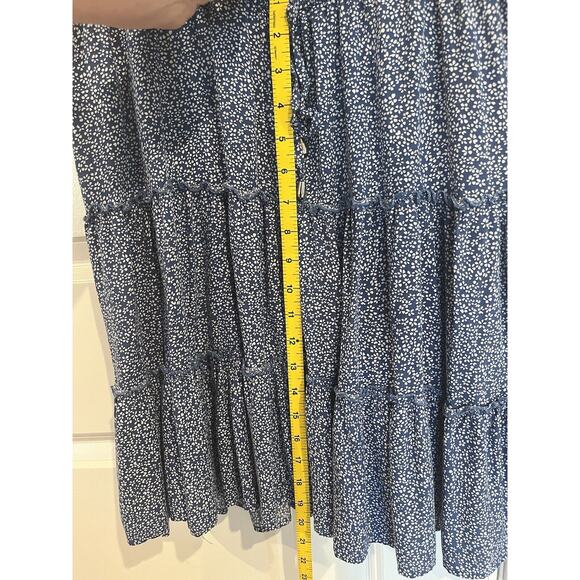 Chelsea28 Blue Floral Flutter Sleeve Dress Size Xl Flowy Summer V Neck - Picture 4 of 4